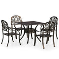 vidaXL Bistro Set Table and Chair Bistro Table 5 Piece Cast Aluminum Bronze