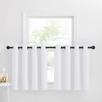 Nicetown Pure White Small Window Tiers Curtain Panels, 30 Inch Long Grommet Home Fashion Curtain Valances For Bathroom/Basement Windows/Thanksgiving, 52' Wide Per Panel, 2 Panels