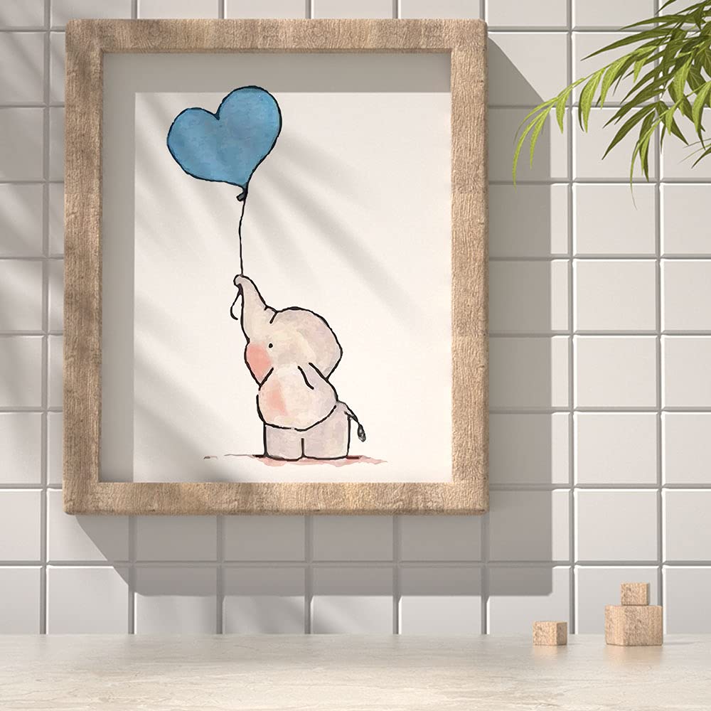 Iiiluyot Inspirational Elephant Decor, Baby Boy Nursery Wall Art Prints, Cute Elephant Nursery Wall, Dream Big Little One Decora