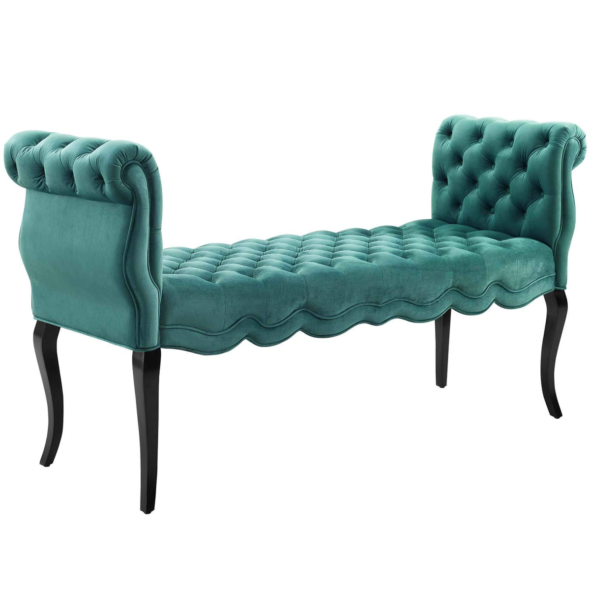 Modway Adelia Chesterfield Style Performance Velvet Entryway Bench In Teal