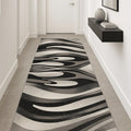18 Black And Gray Abstract Runner Rug