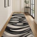 16 Black And Gray Abstract Runner Rug