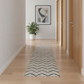 18 Gray And Beige Geometric Runner Rug