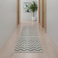 16 Gray And Beige Geometric Runner Rug
