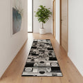 18 Black And Gray Geometric Runner Rug