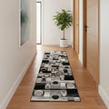 16 Black And Gray Geometric Runner Rug
