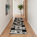 14 Black And Gray Geometric Runner Rug