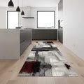 9 Gray And Red Abstract Runner Rug