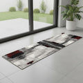 7 Gray And Red Abstract Runner Rug