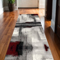 19 Runner Gray And Red Abstract Runner Rug