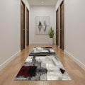 17 Runner Gray And Red Abstract Runner Rug