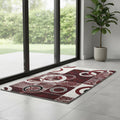 7 Red And Gray Geometric Runner Rug