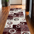 2 x 25 Red And Gray Geometric Runner Rug