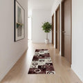 14 Red And Gray Geometric Runner Rug