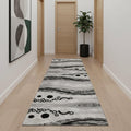18 Gray And Black Geometric Runner Rug