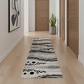 16 Gray And Black Geometric Runner Rug