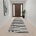 14 Gray And Black Geometric Runner Rug