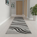 16 Gray And Black Abstract Runner Rug
