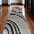 11 Gray And Black Abstract Runner Rug