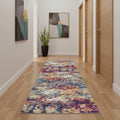16 Yellow And Blue Abstract Runner Rug