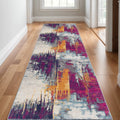 11 Purple Orange And Gray Abstract Runner Rug