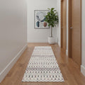 16 Beige And Blue Abstract Runner Rug