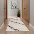 14 Beige And Blue Abstract Runner Rug