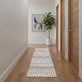11 Beige And Blue Abstract Runner Rug