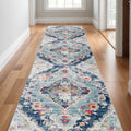 14 Blue Gray And Pink Oriental Runner Rug