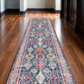 16 Blue And Beige Southwestern Runner Rug