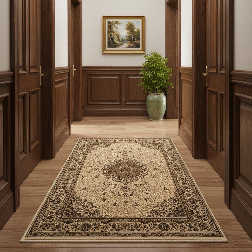 18 Beige And Cream Oriental Runner Rug