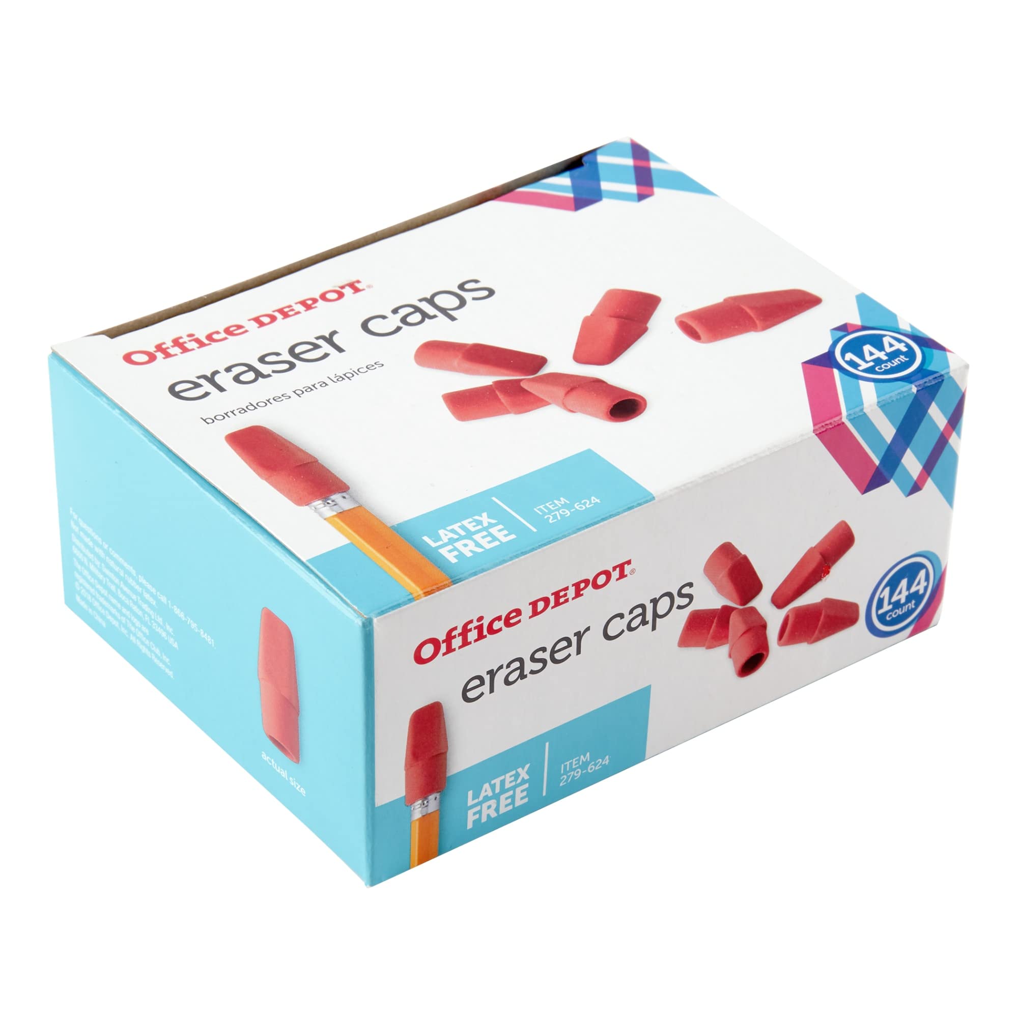 Office Depot Eraser Caps, Red, Box Of 144, 54117
