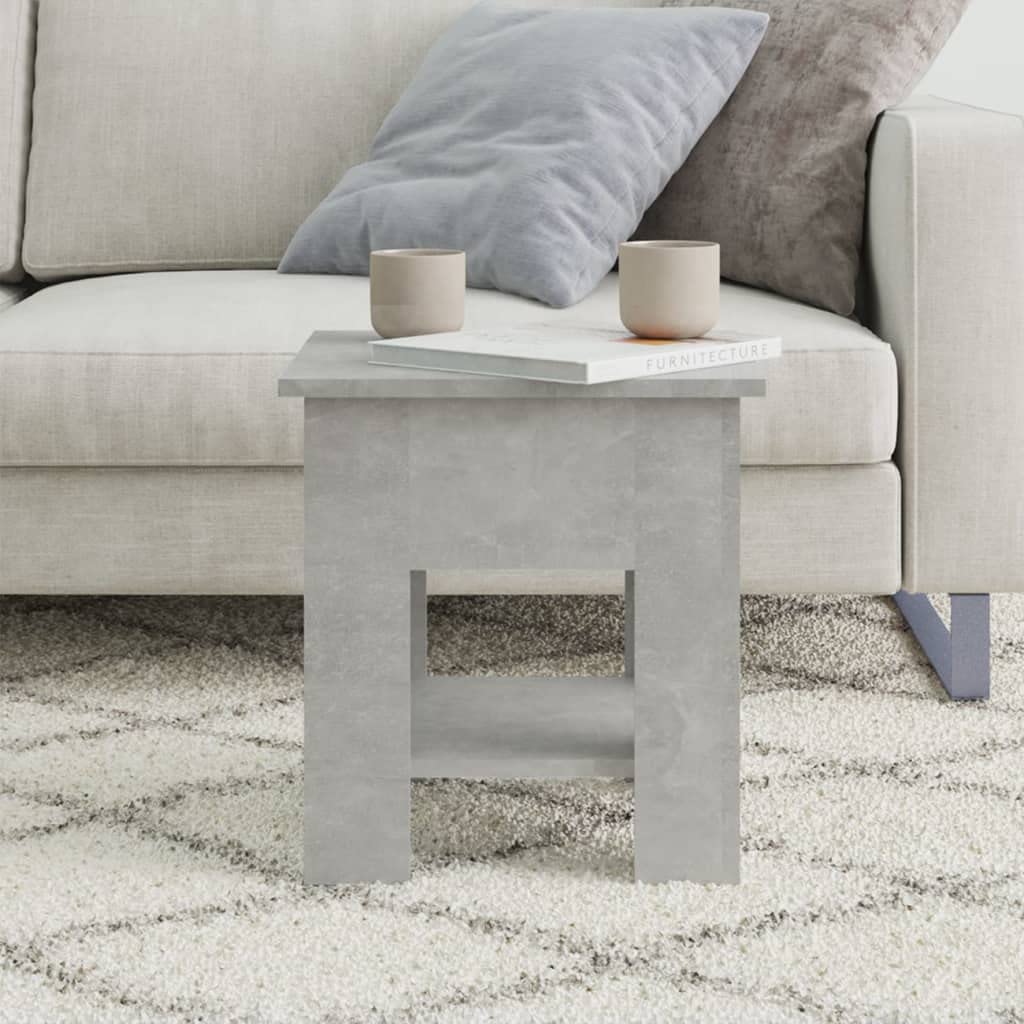 vidaXL Modern Coffee Table with Storage Shelf, Engineered Wood Construction, Easy-to-Clean, Concrete Gray, 15.7"x15.7"x16.5"