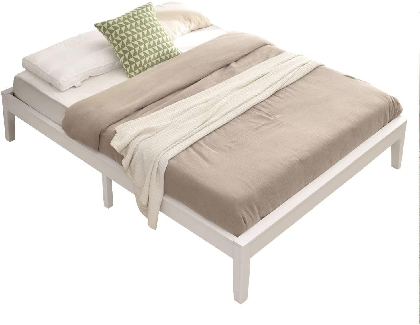 Woodpeckers Furniture And Mattress Stella Solid Pine Wood Platform Bed Frame (White, Queen (U.S. Standard))