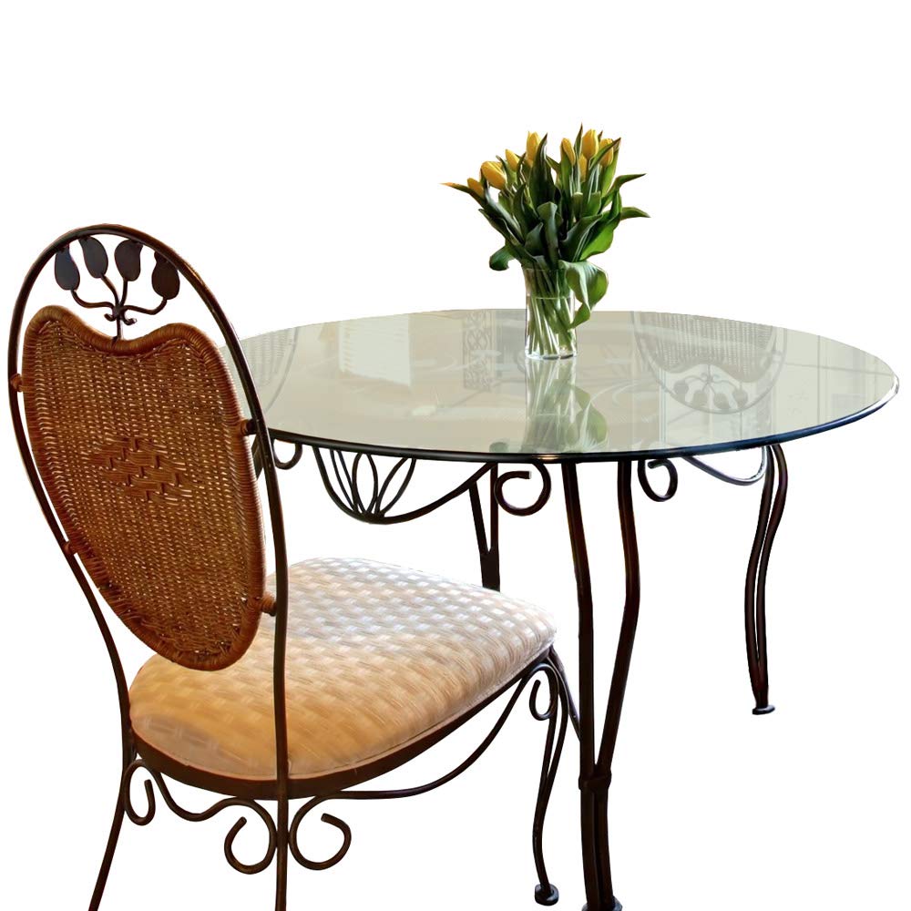 Dulles Glass 34' Round Glass Table Top - Tempered- 3/8' Thick - Pencil Polished Glass