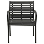 vidaXL Outdoor Patio Chairs Set - Industrial Style, Weather-Resistant, Steel and WPC Material, Stackable Design - Black Finish