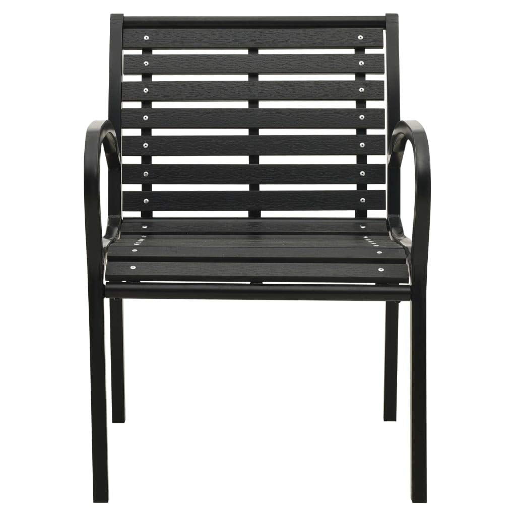 vidaXL Outdoor Patio Chairs Set - Industrial Style, Weather-Resistant, Steel and WPC Material, Stackable Design - Black Finish