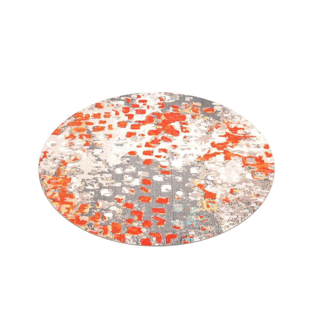 Safavieh Madison Collection Area Rug - 8' Round, Grey & Orange, Boho Abstract Distressed Design, Non-Shedding & Easy Care, Ideal
