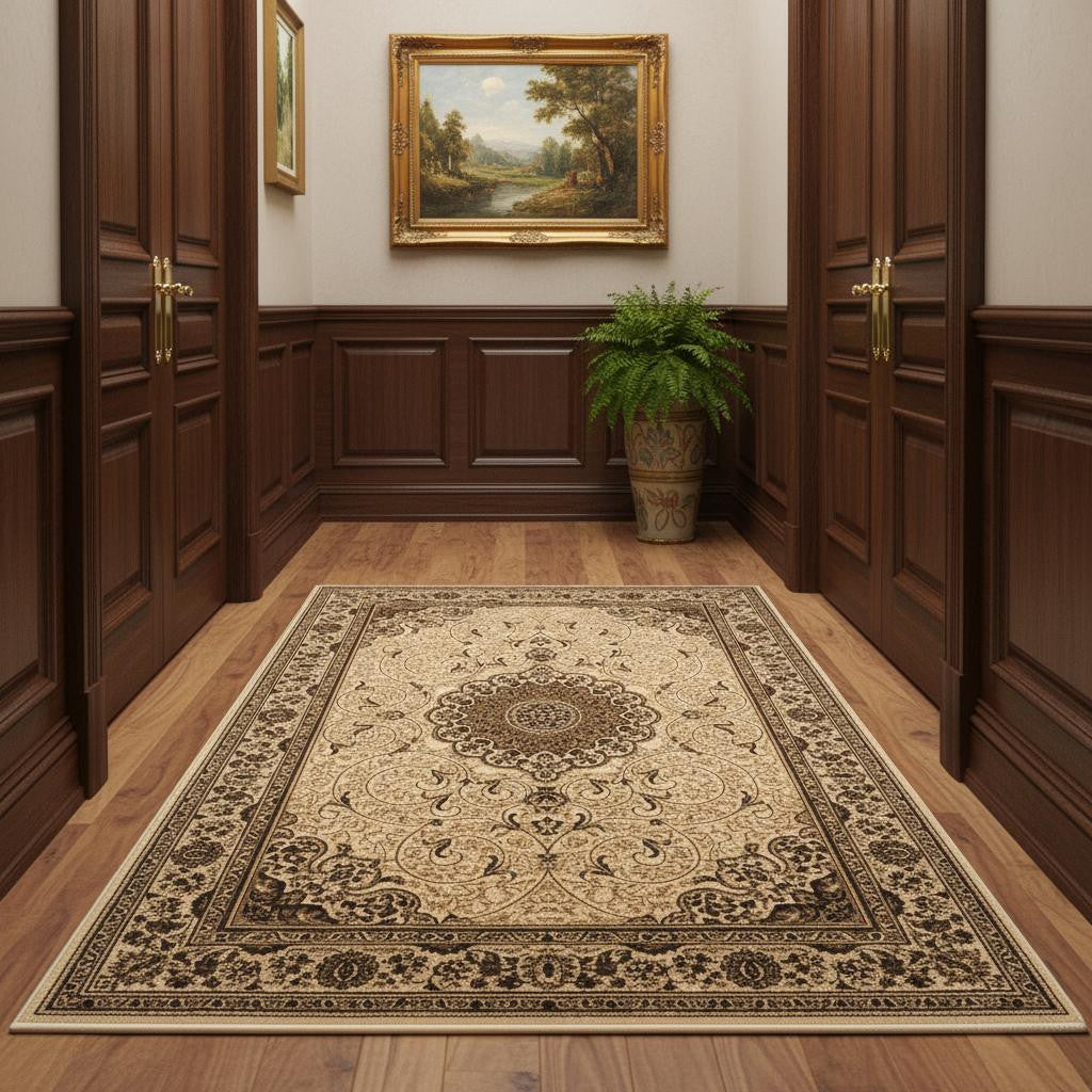 15 Beige And Cream Oriental Runner Rug