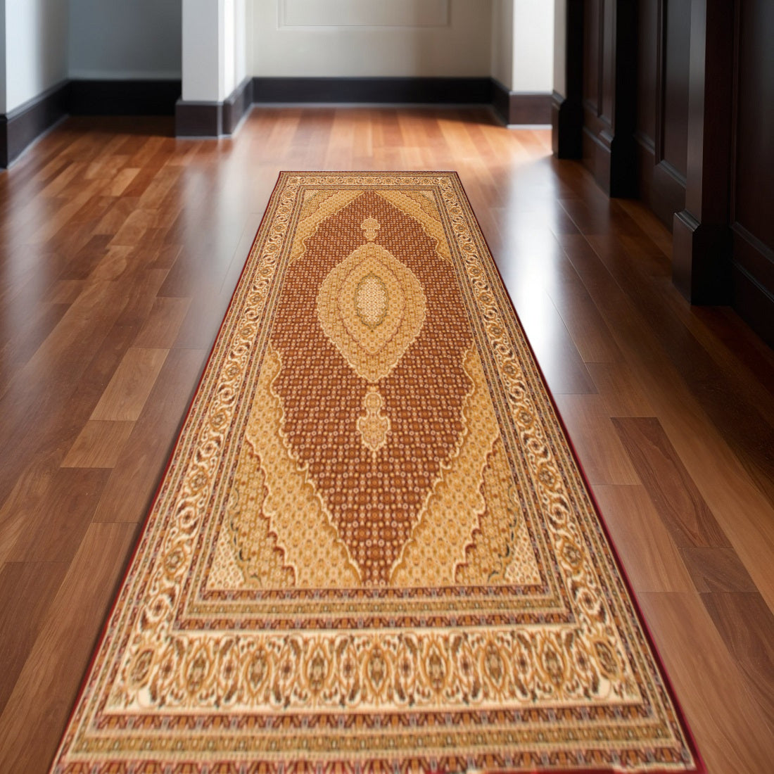 11 Red And Beige Moroccan Runner Rug