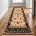 16 Beige Black And Brown Oriental Runner Rug