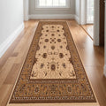 14 Beige And Brown Oriental Runner Rug