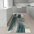 9 Blue And White Abstract Runner Rug