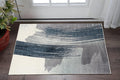 2 X 5 Blue And White Abstract Area Rug