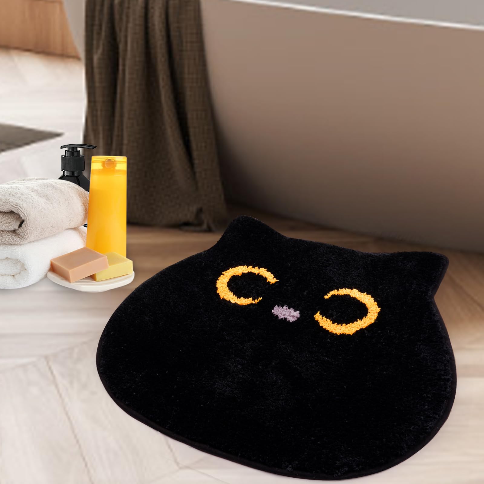 NIGOWAYS Bath Rug - Cute Bathroom Mat,Cat Bath Mat,Absorbent Bath Mat,Washable Indoor Mat,Non Slip Soft Bath Mats for Bathroom B