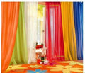 WPM 6 Piece Rainbow Sheer Window Panel Colorful Backdrop Bright Curtains Set for Playroom, Nurseries, Bedroom Lime, Orange, Red,