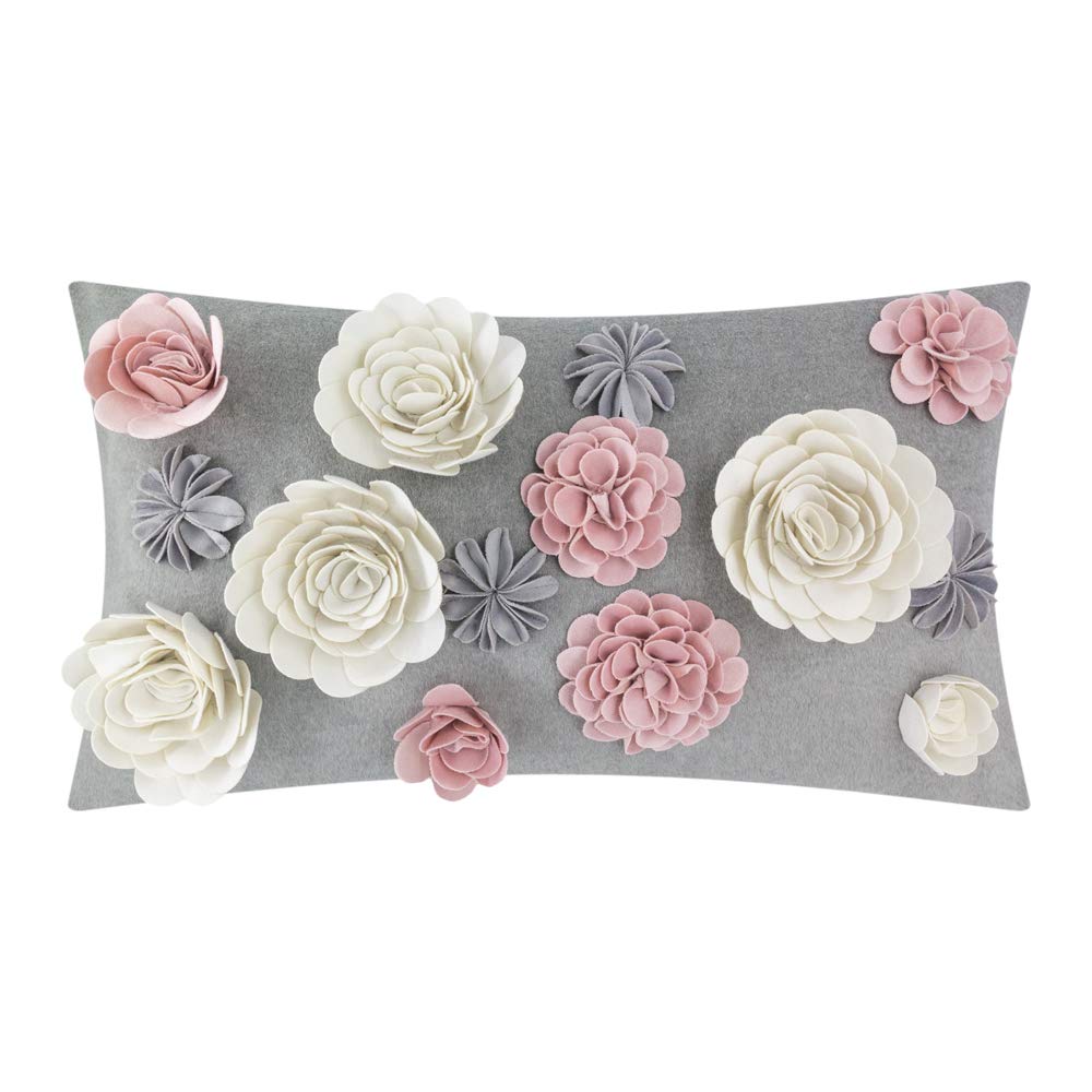 Kingrose Handmade 3D Flower Throw Pillow Cover Decorative Cushion Case Home Sofa Couch Bed Decor 14 X 24 Inches Colorful