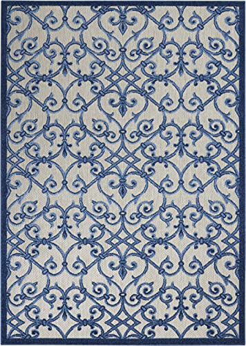 HomeRoots Grey/Blue 100% Polypropylene 4â?? x 6â?? Gray and Blue Indoor Outdoor Area Rug