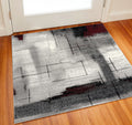 2 X 2 Gray Red And Black Abstract Square Rug
