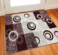 2 X 2 Red And Gray Geometric Square Rug